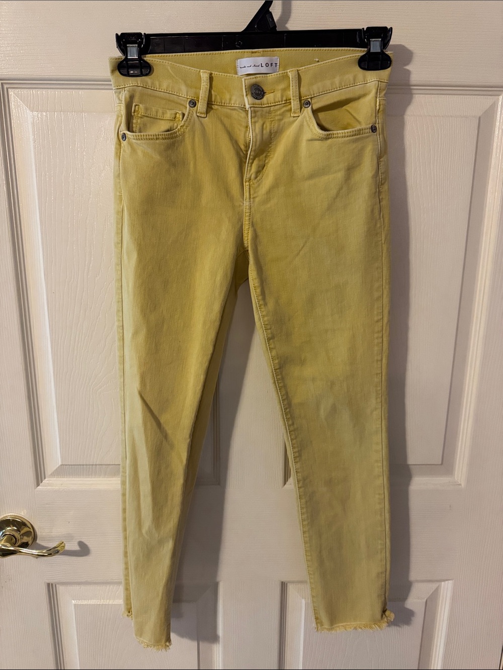 LOFT Yellow Skinny Jeans with Frayed Hem